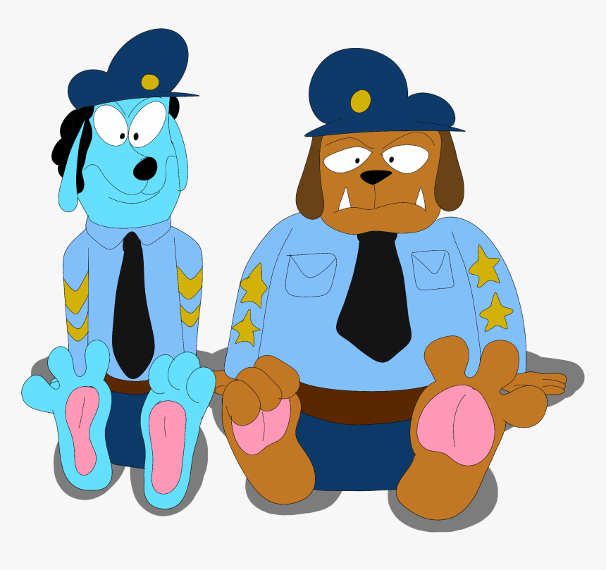 The Skinny Cop Dog And Fat Cop Dog Feet - Cartoon, HD Png Download