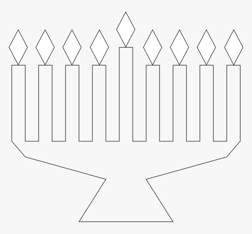 Světlo, Svátek, Židovský, Menora, Chanuka - Black And White Menorah Clip Art, HD Png Download