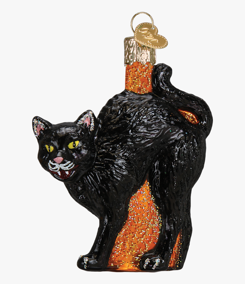 Glass Scaredy Cat Ornaments For Halloween - Cat Halloween Ornaments, HD Png Download