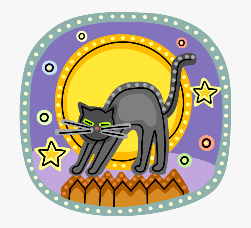 Vector Illustration Of Halloween Black Cat Associated - Film Strip Round Circle, HD Png Download