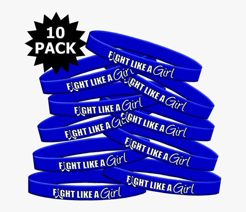 Fight Like A Girl Wristband Bracelets In Blue For Colon - Fight Like A Girl Breast Cancer Bracelets, HD Png Download