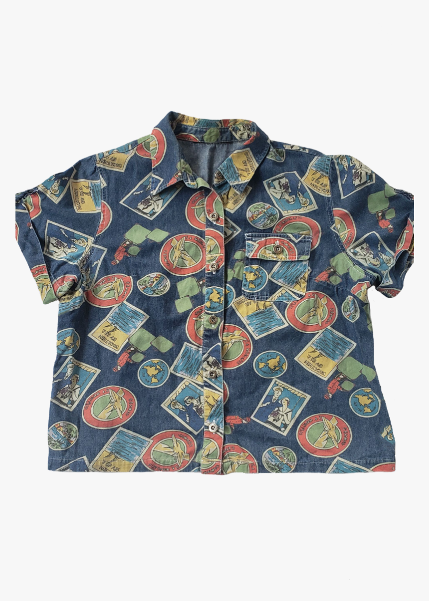 Vintage Sag Harbor Sport Men S Stamp Print Buttondown - Blouse, HD Png Download