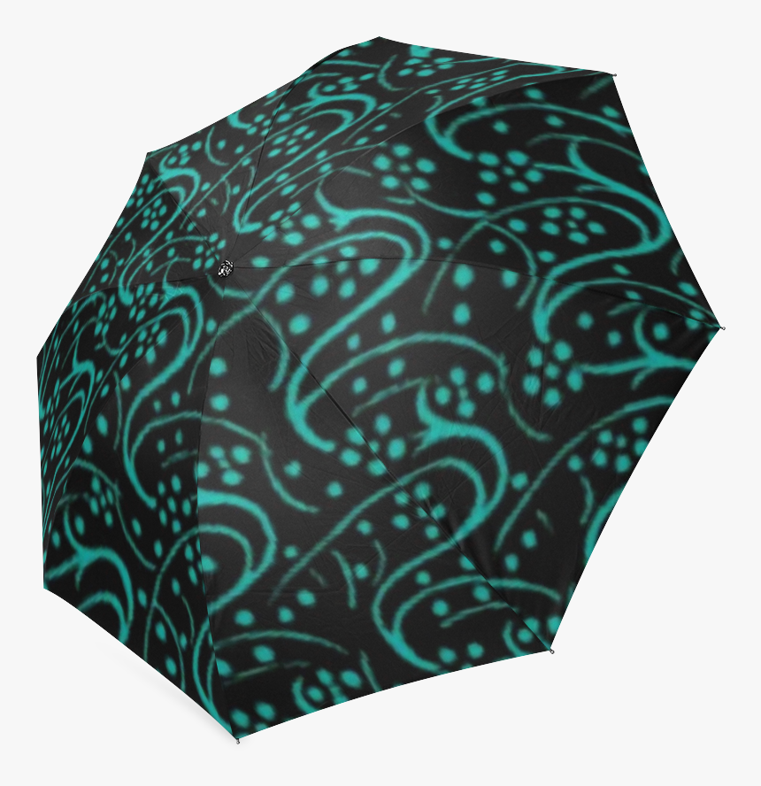 Vintage Swirl Floral Teal Turquoise Black Custom Auto - Umbrella, HD Png Download