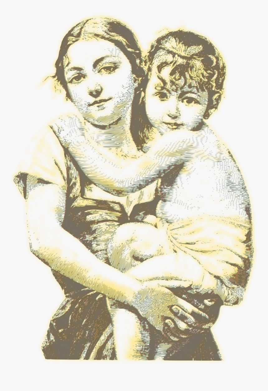 Vintage Woman With Child 04 Clip Arts - Mother Vintage, HD Png Download