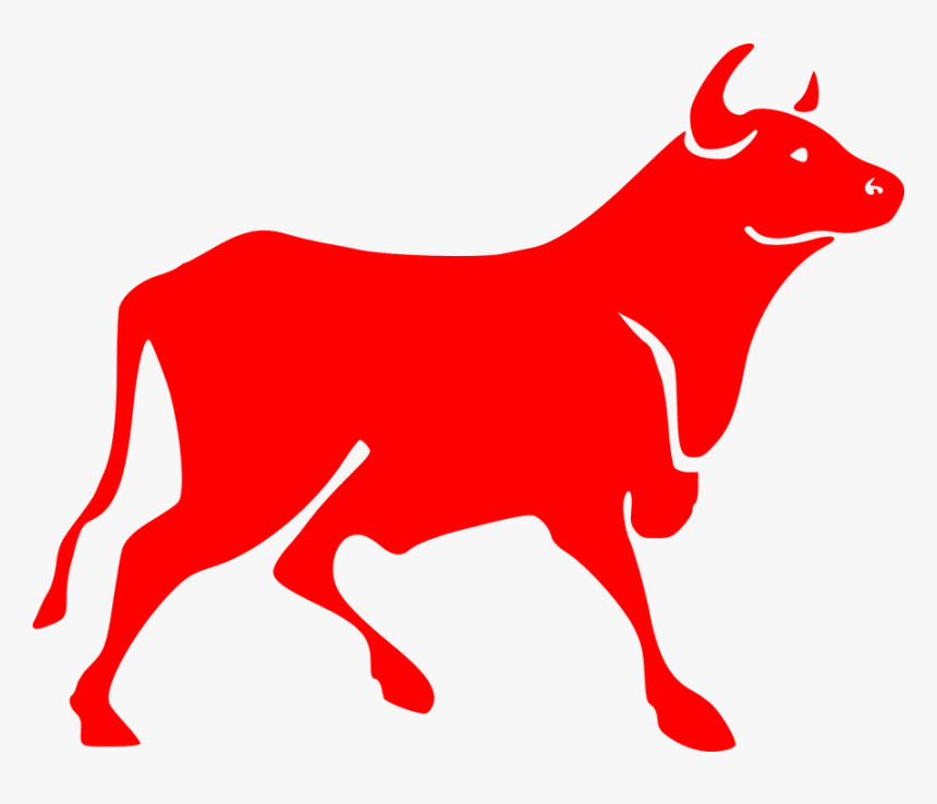 Bull, Red, Bovine, Horns, Silhouette, Cow, Animal, - Bull Clipart, HD Png Download