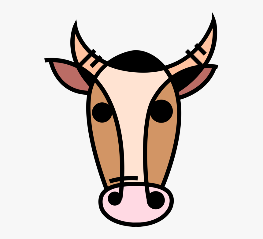 Vector Illustration Of Farm Livestock Cattle Bull Head, HD Png Download