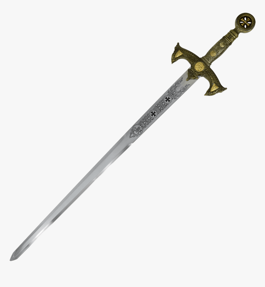 Templar Longsword - Transparent Gold Sword Png, Png Download