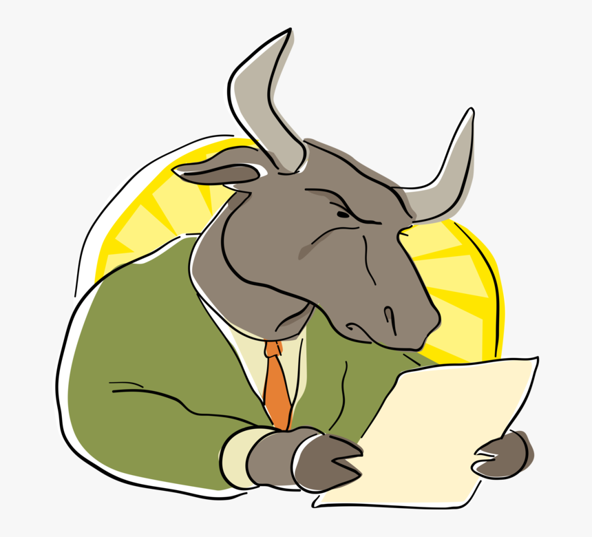 Vector Illustration Of Business Wall Street Bull Reading - Reading Bull, HD Png Download