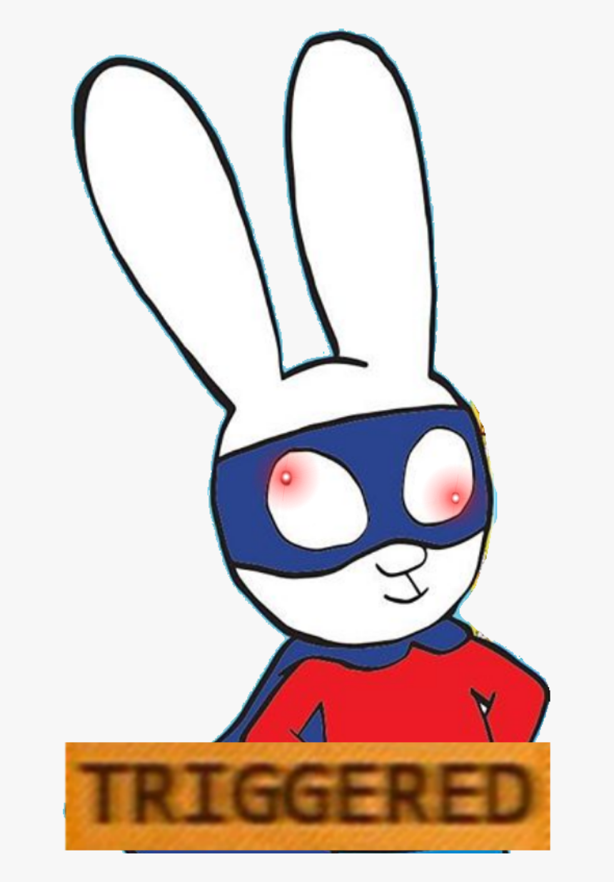 #triggered #triggeredmeme #simonrabbit #simonsuperlapin - Cartoon, HD Png Download