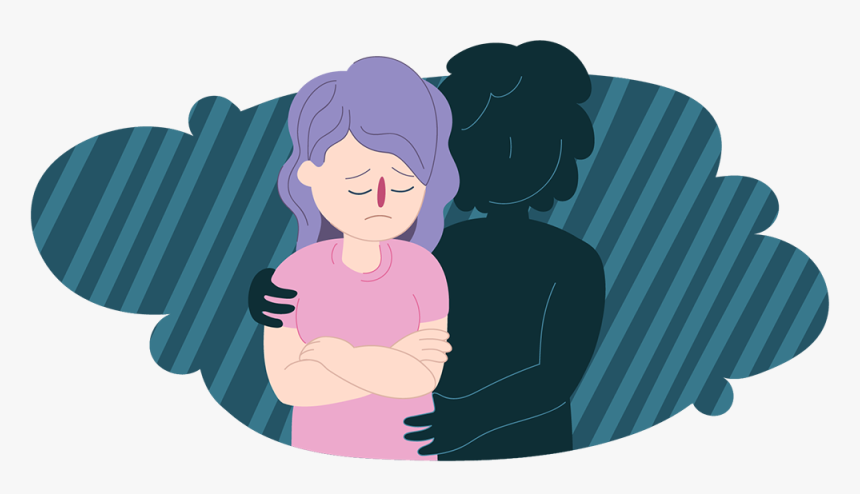Sad Woman In Dark Cloud Being Comforted By Invisible - Dealing With Abuse And Finding Help, HD Png Download