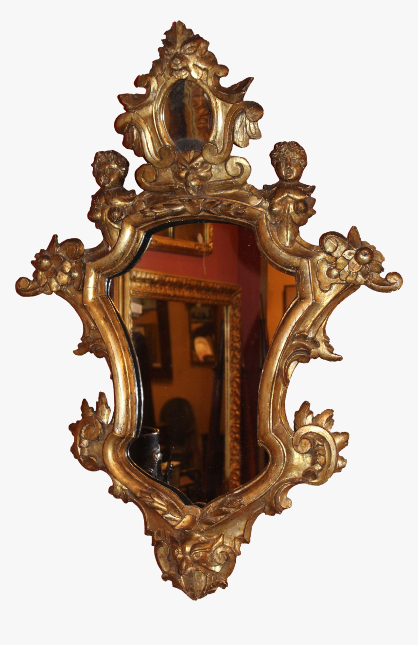 Baroque Mirror Largeand Round Baroque Mirror With Golden - Wall Clock, HD Png Download