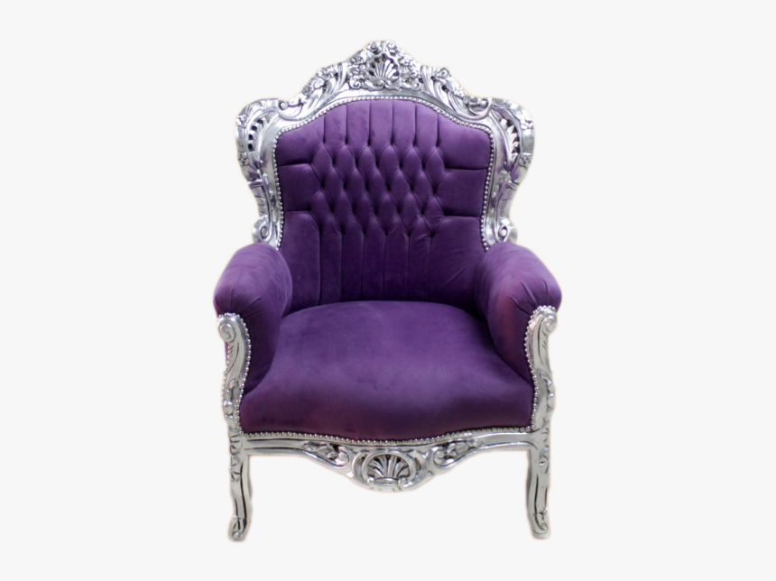 Big Baroque Armchair Silver Frame, Purple Velvet - Armchair Velvet Big, HD Png Download