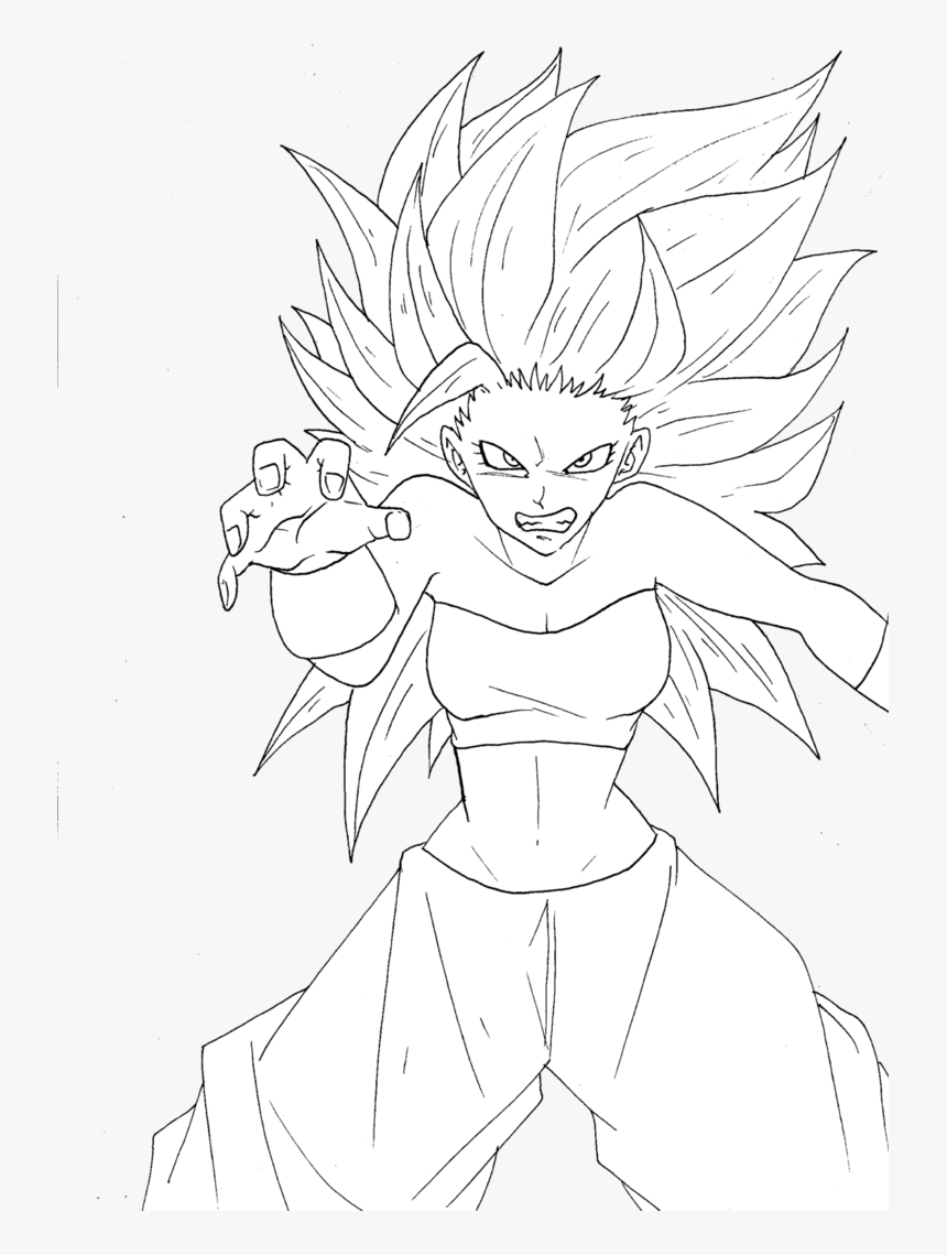 Caulifla Ssj3 Lineart Transparent, HD Png Download
