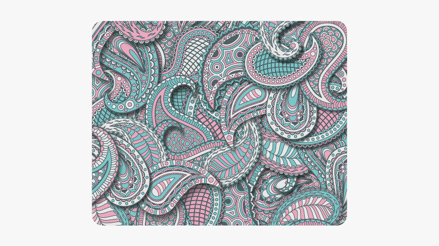 Pink Teal White Fun Ornate Paisley Pattern Rectangle - Paisley, HD Png Download