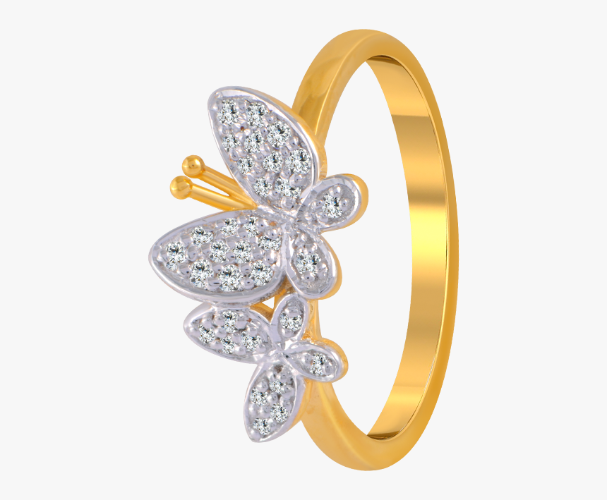 14kt Yellow Gold And American Diamond Ring For Women - Engagement Ring, HD Png Download