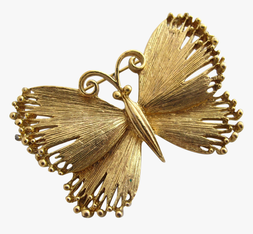 Antique Gold Butterfly Brooch, HD Png Download
