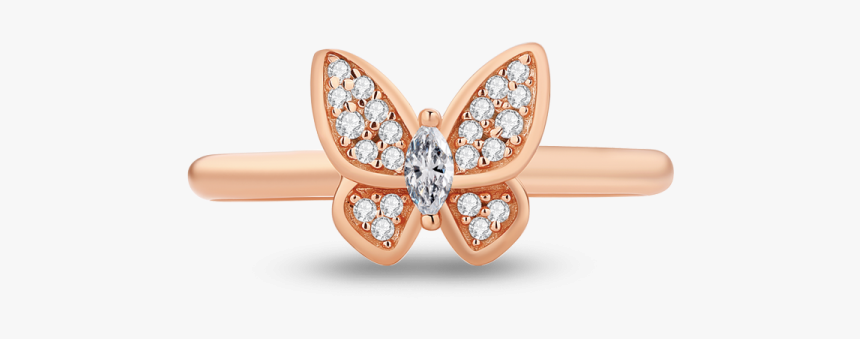 Rose Gold Butterfly Dream Rings - Engagement Ring, HD Png Download