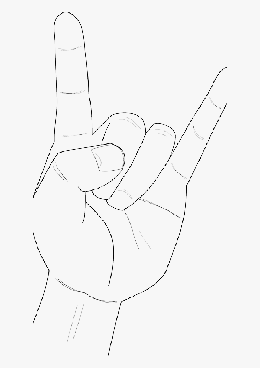 Heavy Metal Horns Music Rock Gesture Hand Public Domain - Line Art, HD Png Download