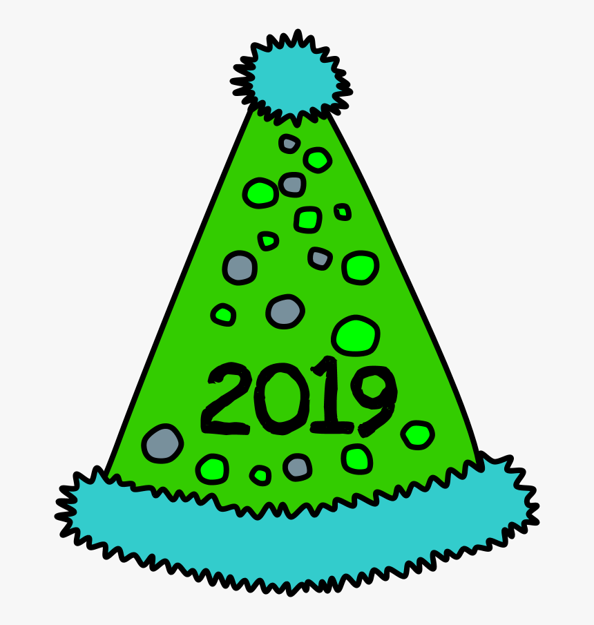 Party Hat, Pom-pom, Tinsel, Dots, 2019, Blue, Green - Party Hats On Transparent Background, HD Png Download