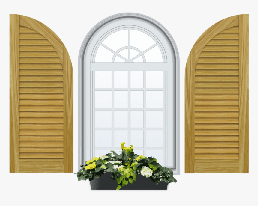 Flower Arch Png -louvered Arch Top Pine Shutter - Flat Single Panel Shutters, Transparent Png