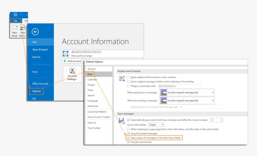 Sent Items Not Showing In Outlook 2016, HD Png Download , Transparent