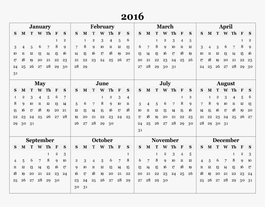 Printable Yearly Calendar 2017, HD Png Download