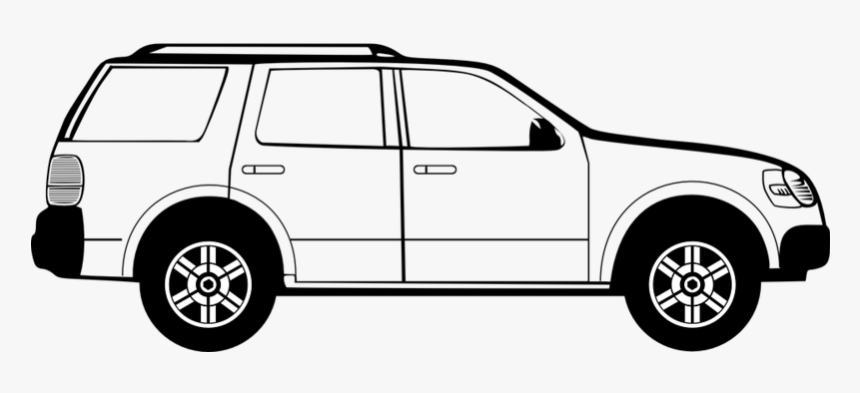 Suv, Vehicle, Suburban, Drive - Car Clipart Black And White, HD Png Download