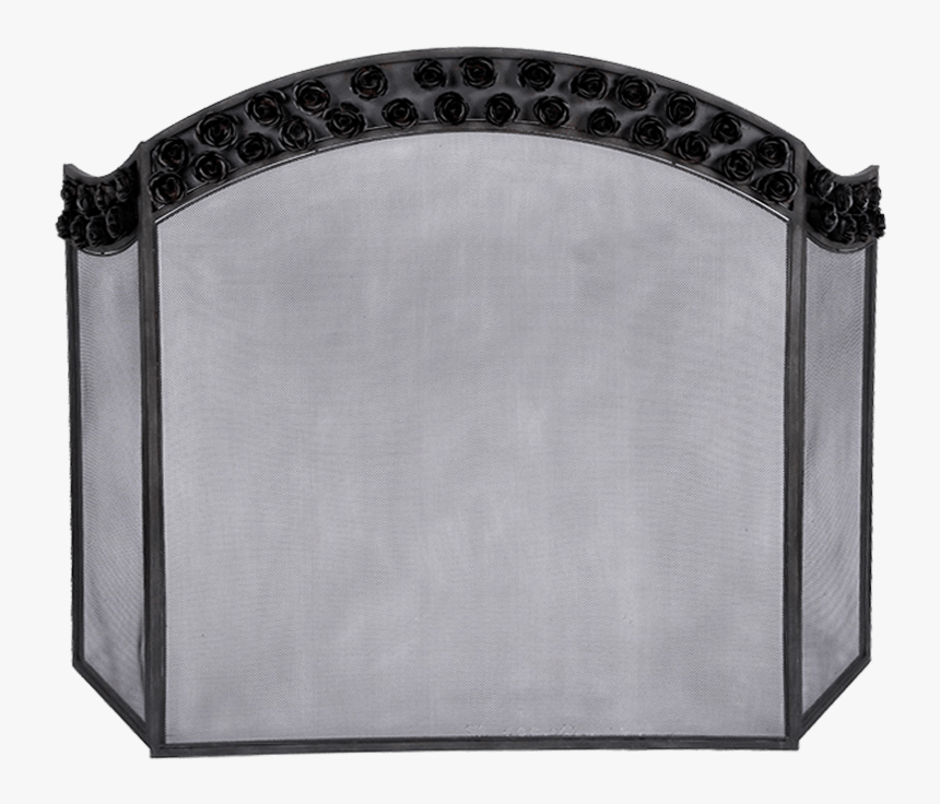 Black Bianca Rose Pattern 3-panel Fireplace Screen - Arch, HD Png Download