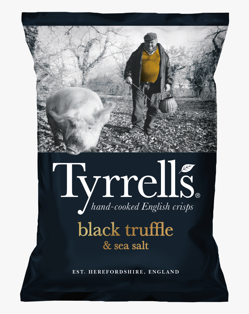 Black Truffle & Sea Salt - Tyrrells Black Truffle Crisps, HD Png Download