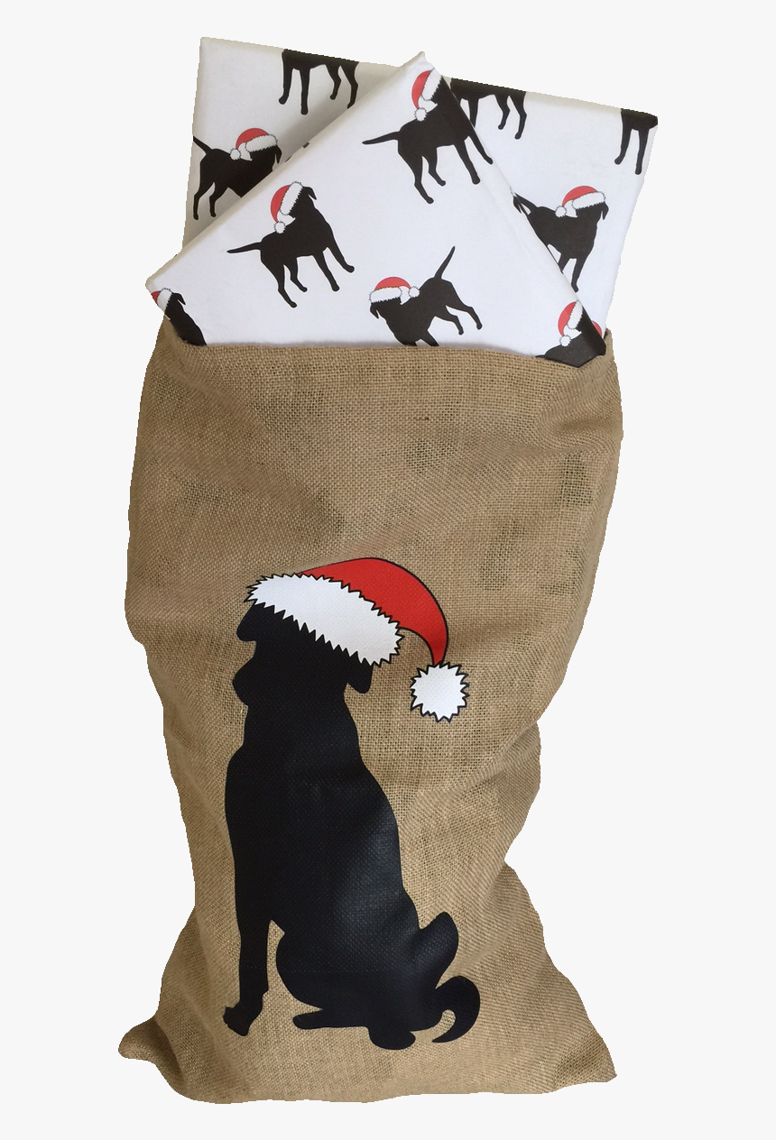 Hessian Christmas Sack With Image Of Labrador In Santa - Otter, HD Png Download