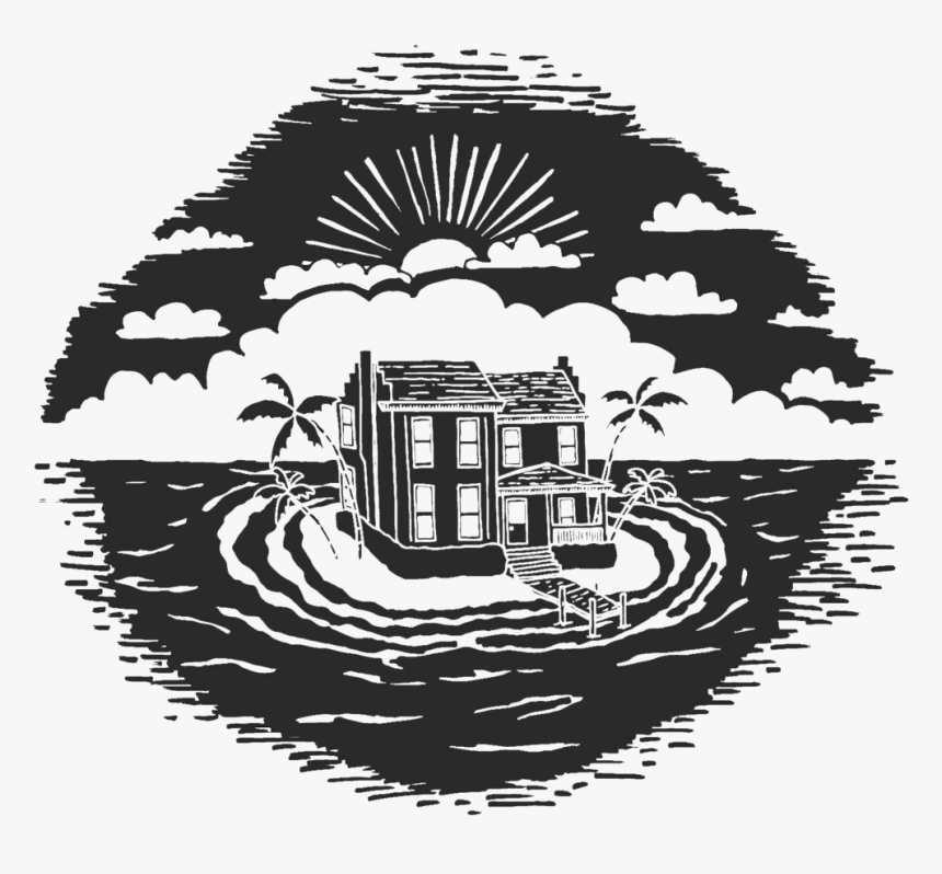 Island Building Bw - Illustration, HD Png Download