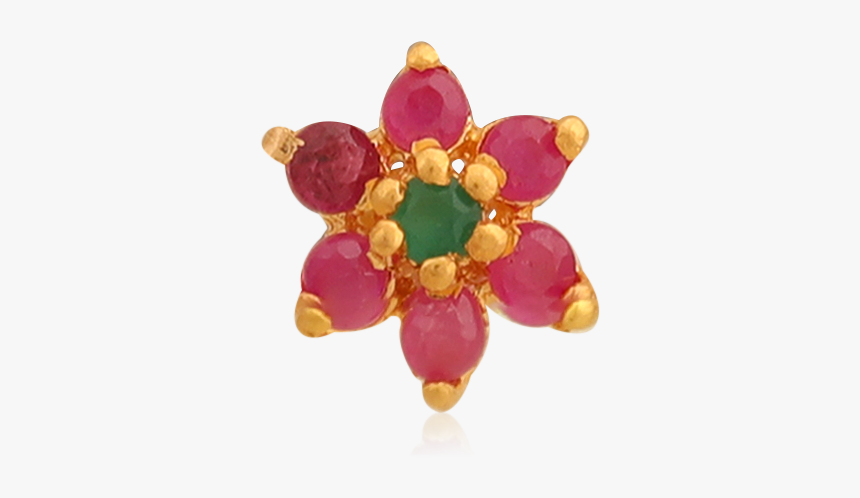 Six Petal Pink Stones Nose Pin - Flor Sombra Vector, HD Png Download