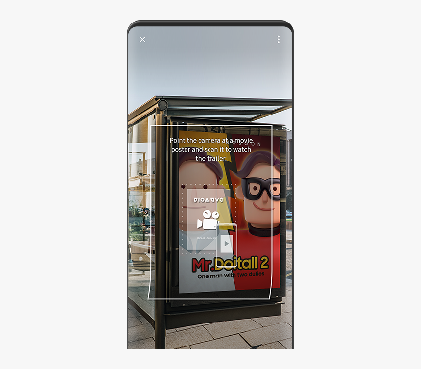 A Screen Of Before Scanning A Movie Poster In The Street - Samsung Camera Bixby Vision, HD Png Download