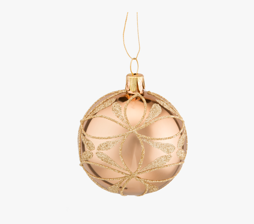 Glass Bauble Gold With Flowers, 6 Cm - Christmas Ornament, HD Png Download