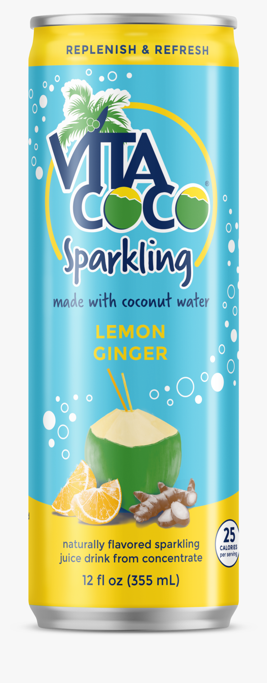Lemon Ginger - Vita Coco Sparkling Water, HD Png Download