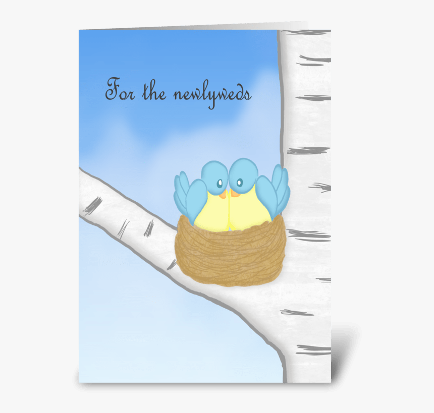 Blue Love Birds Wedding Congratulations Greeting Card - Cartoon, HD Png Download