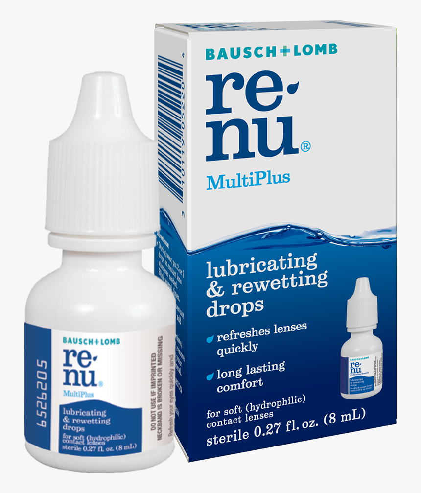Renu Multiplus Lubricating And Rewetting Drops For - Renu Contact Lens Drops, HD Png Download