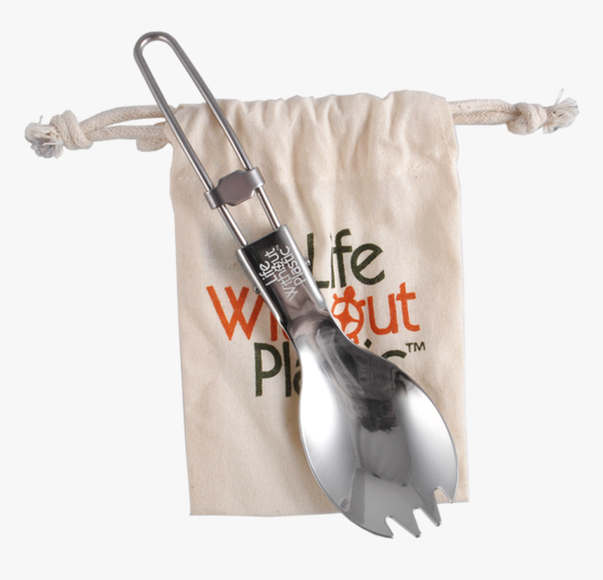 Stainless Steel Folding Spork With Organic Cotton Lwp - Spork, HD Png Download