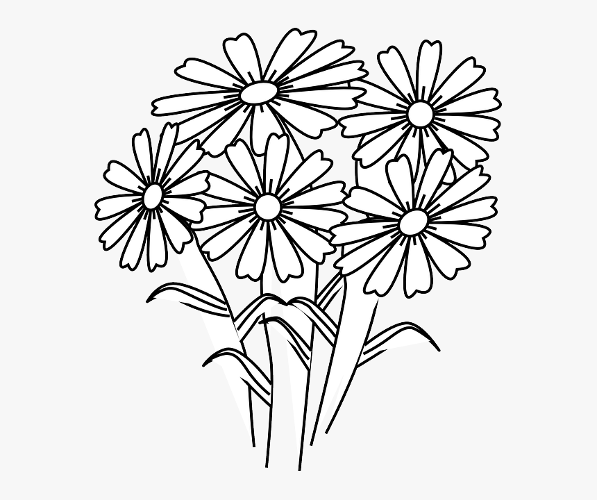 White Flower Clipart 5 Flower - Drawing Of Flower Composition, HD Png ...
