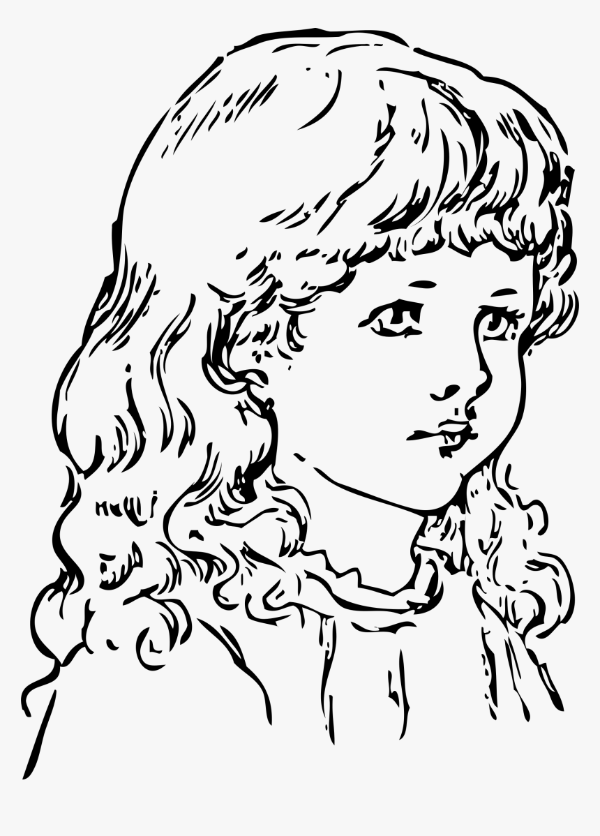 Transparent Little Girl Silhouette Png - Girl's Face Clipart Black And White, Png Download