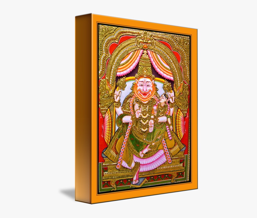Thanjavur Painting Art Hinduism - Lakshmi Narasimha Tanjore Painting, HD Png Download