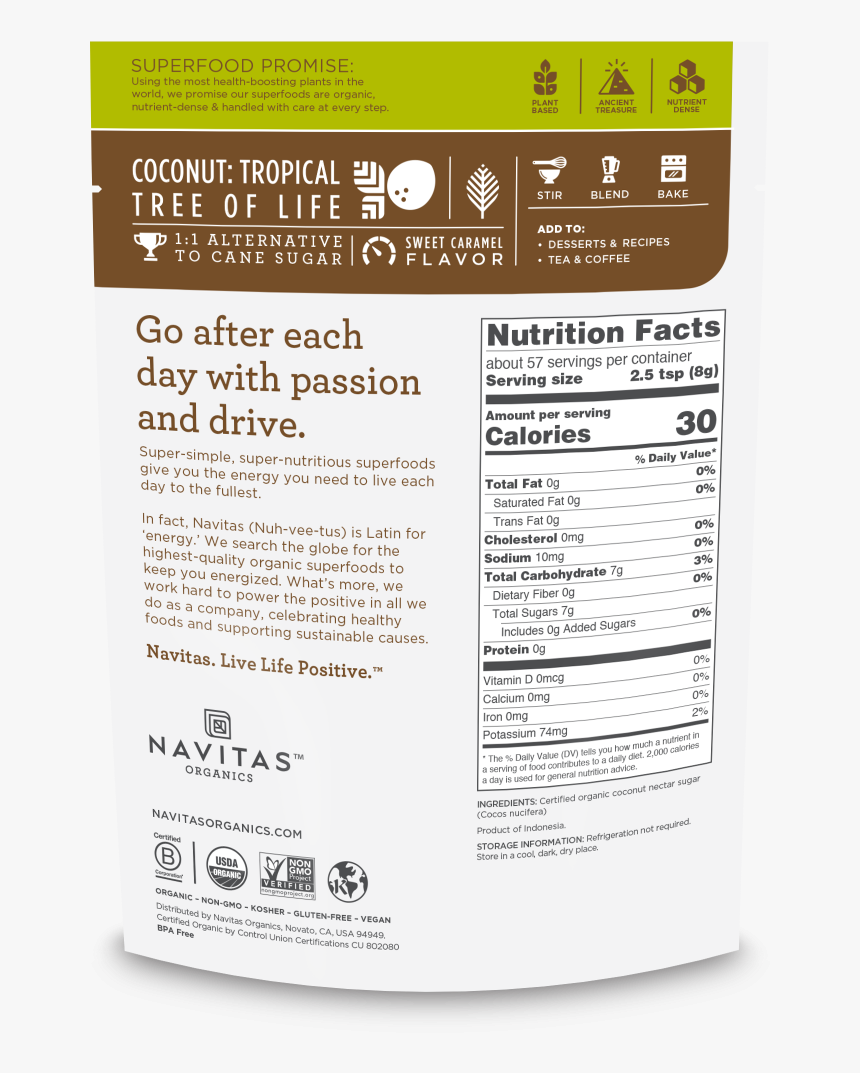 Coconut Palm Sugar Navitas, HD Png Download