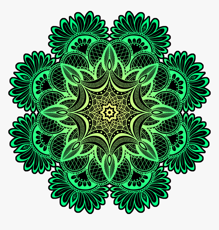 Yellow Green Flower Pattern Circle Hd , Png Download Green Flower Circle Background Png