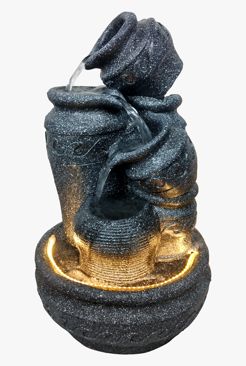 Small Matki Water Fountain For Home Decor (black Stone) - Bronze Sculpture, HD Png Download