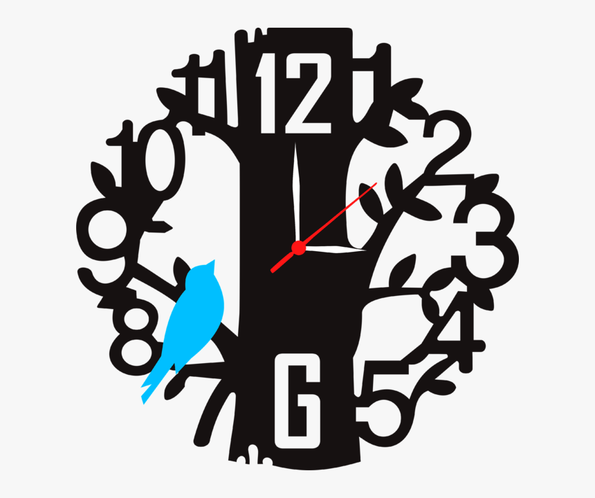 Ena Decor Wall Clock Sky Tree Mdf Wooden - Cnc Wall Clock Vector, HD Png Download