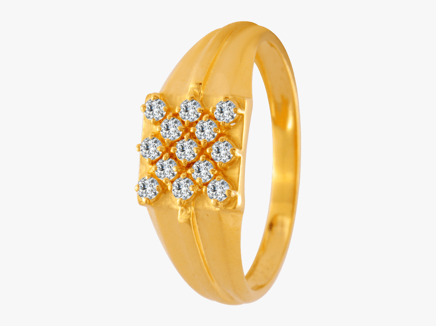 22kt Yellow Gold And American Diamond Ring For Men - Engagement Ring, HD Png Download