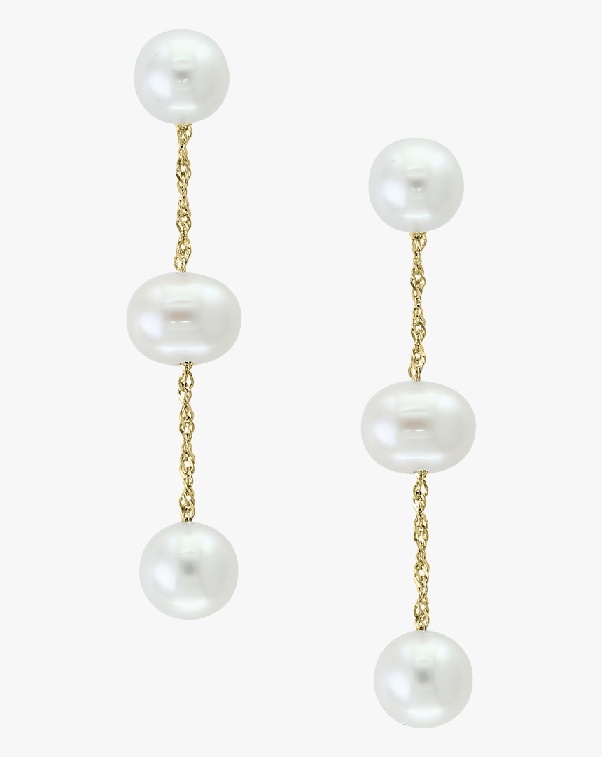 Cultured Freshwater Pearl Triple Drop Earrings In 14k - Freshwater Pearl Drop Earrings, HD Png Download