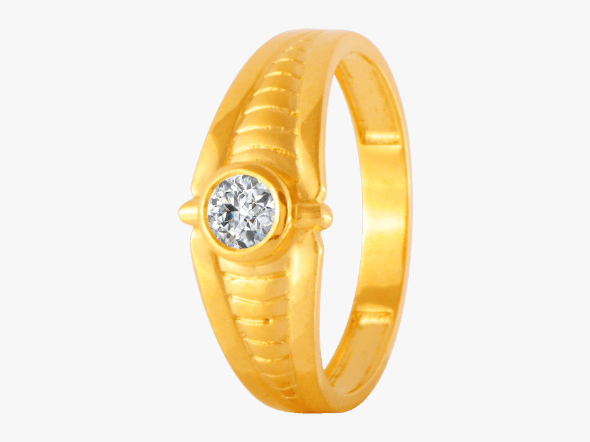 22kt Yellow Gold And American Diamond Ring For Men - Ring, HD Png Download