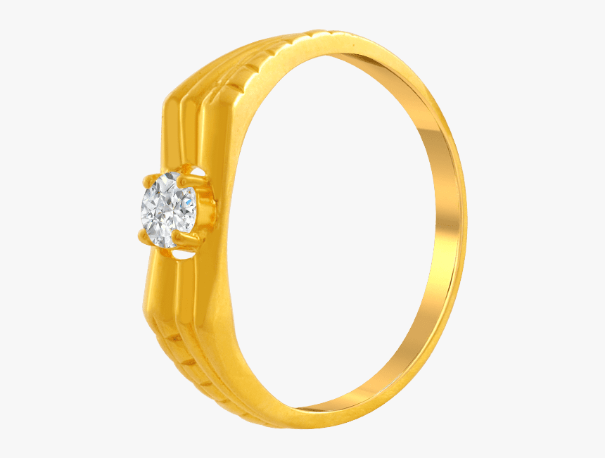 22kt Yellow Gold And American Diamond Ring For Men - Engagement Ring, HD Png Download