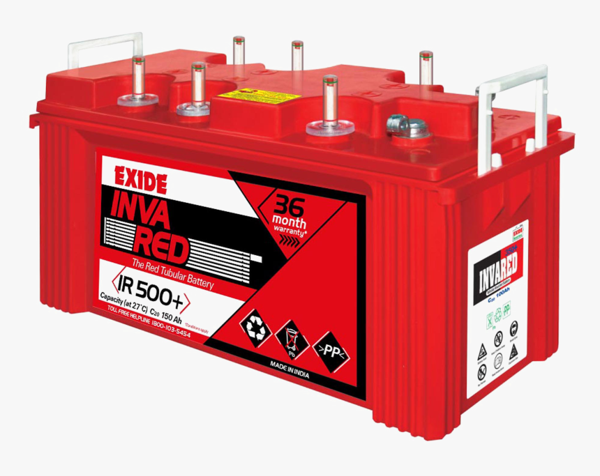 Inverter Battery Png Picture - Exide 100ah Tubular Battery, Transparent Png